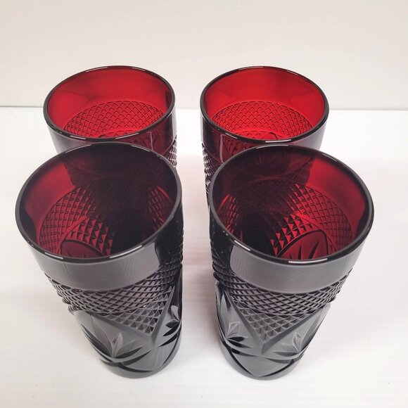 Luminarc Cristal D'Arques Durand Ruby Red Set 4 Tumblers Glass France 6 1/4'' - Picture 5 of 5